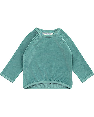 Sense Organics Janne Baby Velour Sweater - Teal - Organic Cotton Long Sleeves Tops