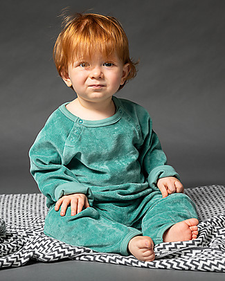 Sense Organics Janne Baby Velour Sweater - Teal - Organic Cotton Long Sleeves Tops