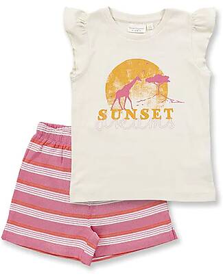 Sense Organics Jula Retro Short Pyjama - Eggshell/Pink Stripes - 100% Organic Cotton GOTS Pyjamas