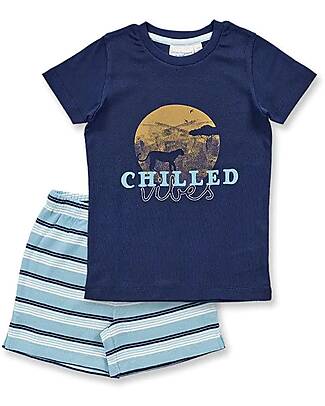 Sense Organics Kafka Retro Short Pyjama - Blue - 100% GOTS Organic Cotton Pyjamas