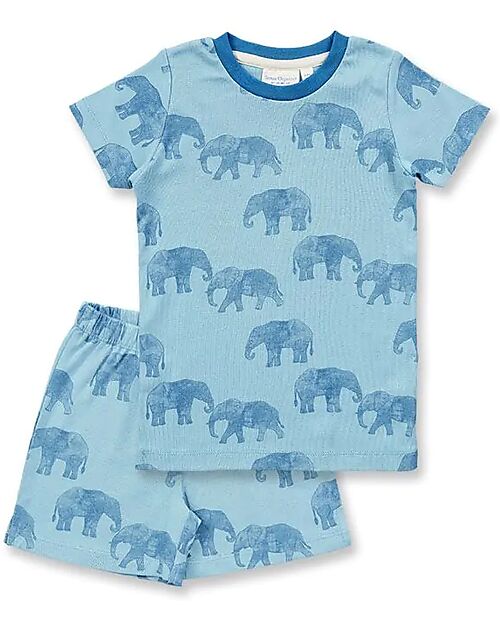 Sense Organics Kafka Retro Short Pyjama - Elephants - Aqua - 100% GOTS Organic Cotton Pyjamas