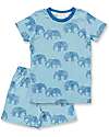 Sense Organics Kafka Retro Short Pyjama - Elephants - Aqua - 100% GOTS Organic Cotton Pyjamas