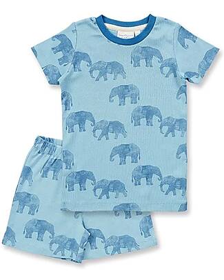 Sense Organics Kafka Retro Short Pyjama - Elephants - Aqua - 100% GOTS Organic Cotton Pyjamas