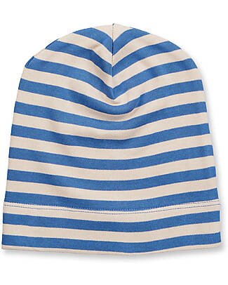 Sense Organics Kai Hat - Sand/Blue Stripes - 100% Organic Cotton GOTS Winter Hats