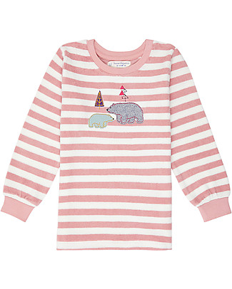 Sense Organics Long John Retro Pyjama - Rose Stripes + Polar Bear - 100% Organic Cotton Pyjamas