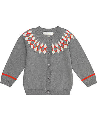 Sense Organics Maxim Knitted Cardigan - Grey Jacquards - 100% Organic Cotton GOTS Cardigans