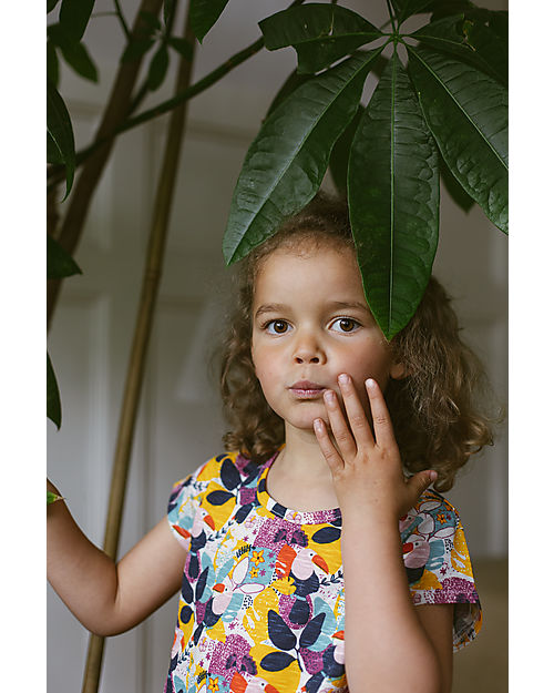 Sense Organics Melda Dress with Elasticated Waist - Floral Toucan - 100% Organic Cotton Dresses_