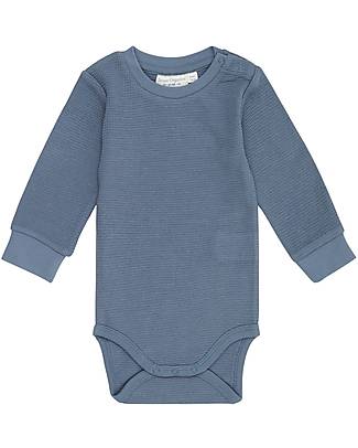 Sense Organics Milan Long Sleeves Baby Body - Dusty Blue - 100% Organic Cotton Jersey Waffle GOTS Long Sleeves Bodies