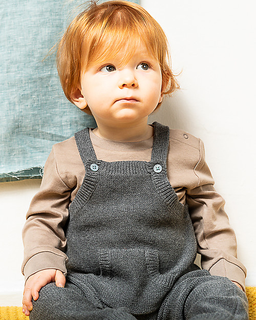 Sense Organics Mion Baby Knitted Romper - Grey - 100% Organic Cotton Babygrows