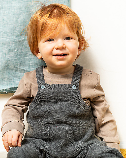 Sense Organics Mion Baby Knitted Romper - Grey - 100% Organic Cotton Babygrows