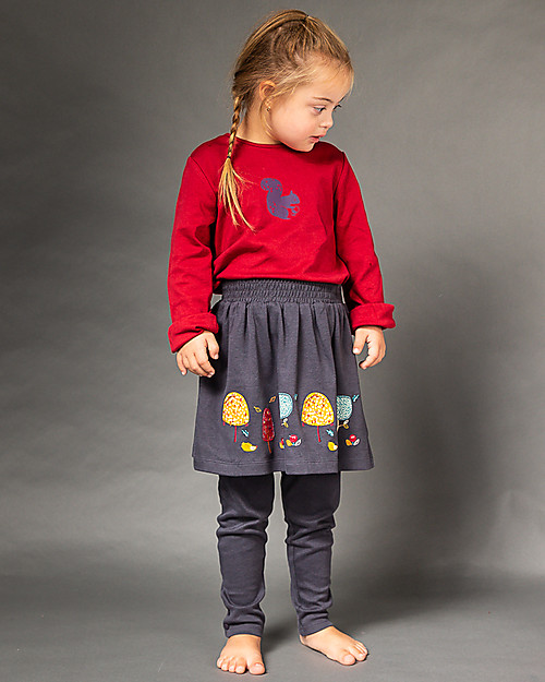 Sense Organics Naemi Long Sleeved Shirt - Red/Squirrel - 100% Organic Cotton Long Sleeves Tops