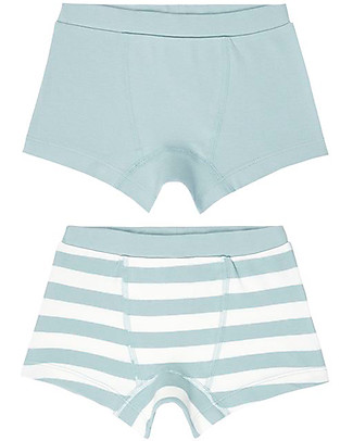 Sense Organics Prince Retro Boxer Pack of 2 - Light Blue + Stripes - 100% Organic Cotton Briefs