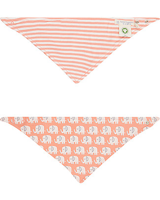 Sense Organics Reversible Dribble Bib - Elephant/ Stripes - 100% organic cotton Snap Bibs