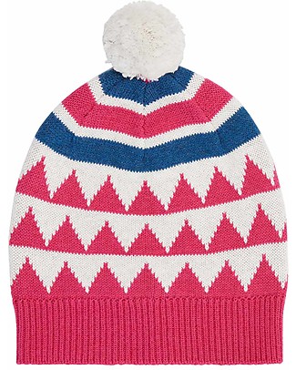Sense Organics Rudolfo Knitted Hat with Pompon - Pink Pattern - 100% Organic Cotton Winter Hats