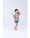 Sense Organics Short Sleeve Shirt Lina - Coral + Pink + Blue Stripes - 100% GOTS Organic Cotton T-shirts