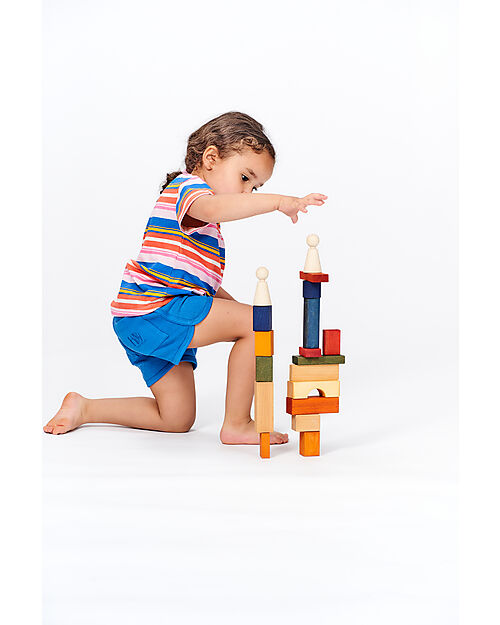 Sense Organics Short Sleeve Shirt Lina - Coral + Pink + Blue Stripes - 100% GOTS Organic Cotton T-shirts