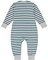 Sense Organics Strindberg Baby Sweat Romper - Grey Teal Stripes - 100% Organic Cotton GOTS Babygrows