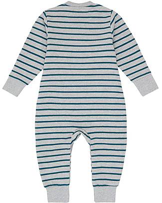 Sense Organics Strindberg Baby Sweat Romper - Grey Teal Stripes - 100% Organic Cotton GOTS Babygrows