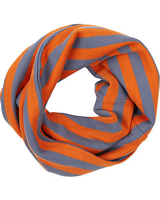 Sense Organics Susu Round Scarf - Dusty Blue Orange Stripes - 100% Organic Cotton GOTS Scarves
