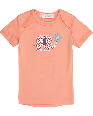 Sense Organics Tilly Baby T-shirt - Coral/Elephant - 100% Organic Cotton T-Shirts And Vests