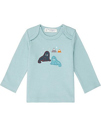 Sense Organics Timber Retro Baby Shirt - Walrus - 100% Organic Cotton Long Sleeves Tops