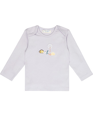 Sense Organics Timber Retro Baby Shirt with Applique - Hedgehog - 100% Organic Cotton Long Sleeves Tops
