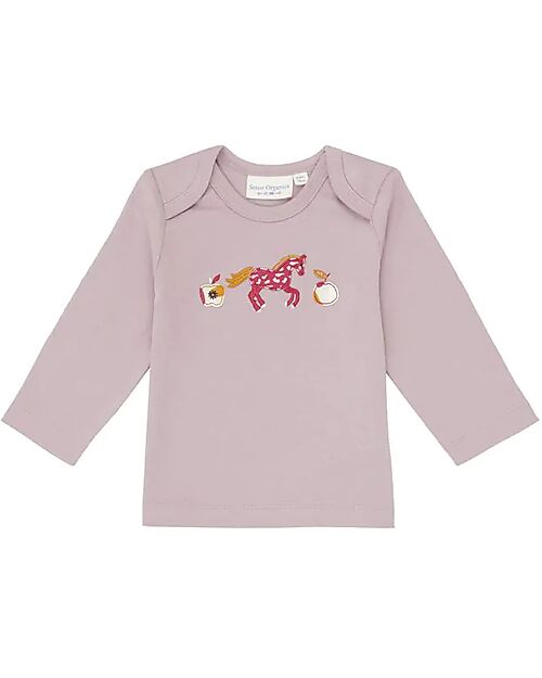 Sense Organics Timber Retro Long Sleeves Baby Shirt - Mauve Horses - 100% Organic Cotton GOTS Long Sleeves Bodies