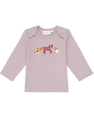 Sense Organics Timber Retro Long Sleeves Baby Shirt - Mauve Horses - 100% Organic Cotton GOTS Long Sleeves Bodies