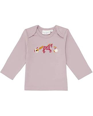Sense Organics Timber Retro Long Sleeves Baby Shirt - Mauve Horses - 100% Organic Cotton GOTS Long Sleeves Tops