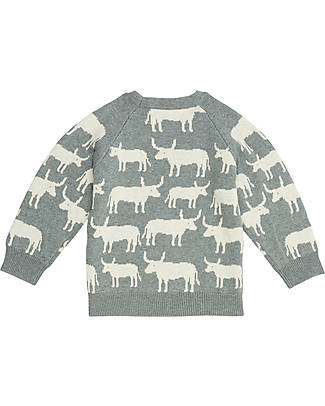 Sense Organics Victor Baby Knitted Sweater - Grey with Bulls - 100% Organic Cotton GOTS Jumpers