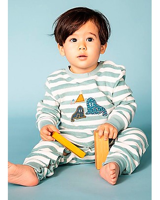 Sense Organics Viktor Retro Baby Romper Long Sleeve - Stripes + Walrus - 100% Organic Cotton Terry Rompers
