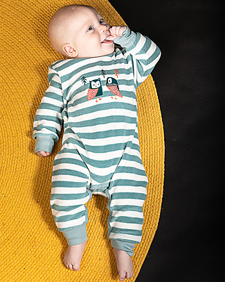 Sense Organics Viktor Retro Baby Romper - Owls - 100% Organic Cotton Terry Rompers
