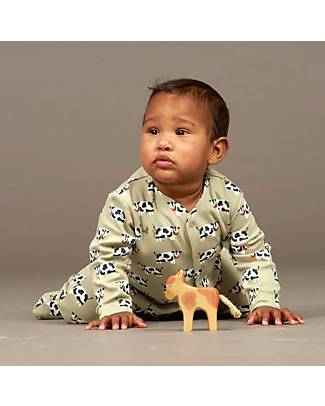 Sense Organics Ysior Retro Baby Footed Romper - Sage Green Cow - 100% Organic Cotton GOTS Snowsuits