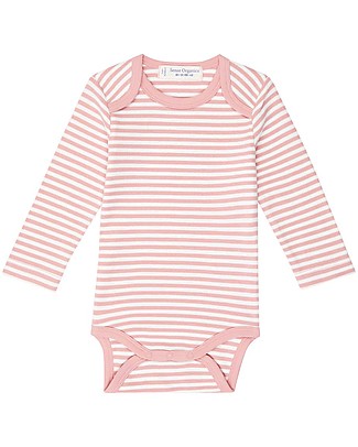 Sense Organics Yvon Long Sleeved Baby Body - Pink Stripes - 100% Organic Cotton Long Sleeves Bodies
