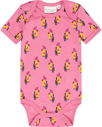 Sense Organics Yvon Retro Baby Body with Envelope Neck - Cockatoo - 100% Organic Cotton Short Sleeves Bodies