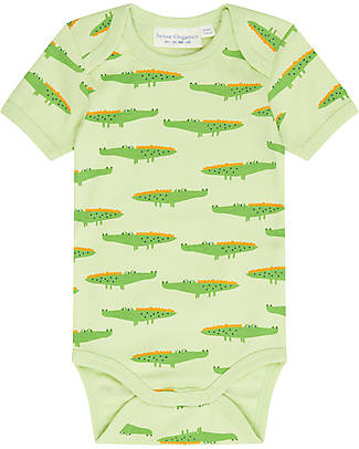 Sense Organics Yvon Retro Baby Body with Envelope Neck - Crocodile - 100% Organic Cotton Short Sleeves Bodies