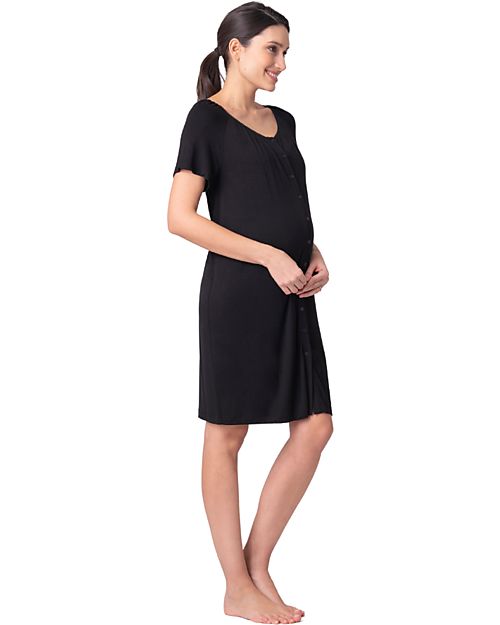 Seraphine 4 Pack Maternity and Nursing Button Down Nightdress - Black - Viscose Nightdress