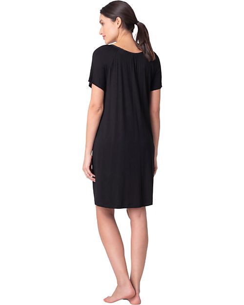 Seraphine 4 Pack Maternity and Nursing Button Down Nightdress - Black - Viscose Nightdress