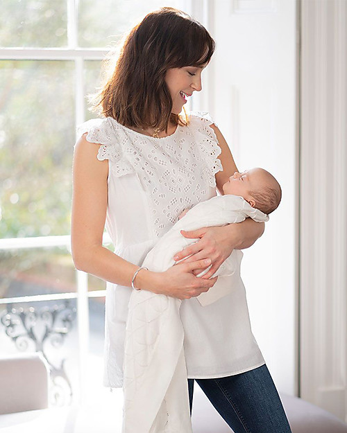 Seraphine Abigail Broderie Anglaise Maternity and Nursing Top - White - 100% Cotton T-shirts