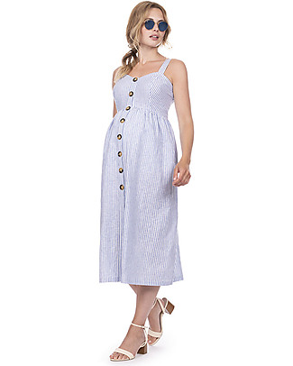 Seraphine Adalia, Maternity Button front Dress, Stripe - Linen/Cotton Dresses