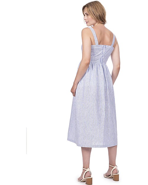 Seraphine Adalia, Maternity Button front Dress, Stripe - Linen/Cotton Dresses_