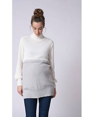 Seraphine Ashlyn High Neck Jumper - Grey and White - Cotton Jumpers