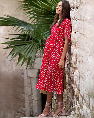 Seraphine Bessie Maternity Midi Wrap Dress - Red Floral Dresses