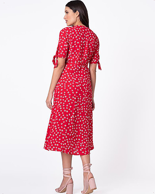 Seraphine Bessie Maternity Midi Wrap Dress - Red Floral Dresses_