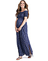 Seraphine Cara Shirred Maternity Maxi Dress - Navy Print Dresses_