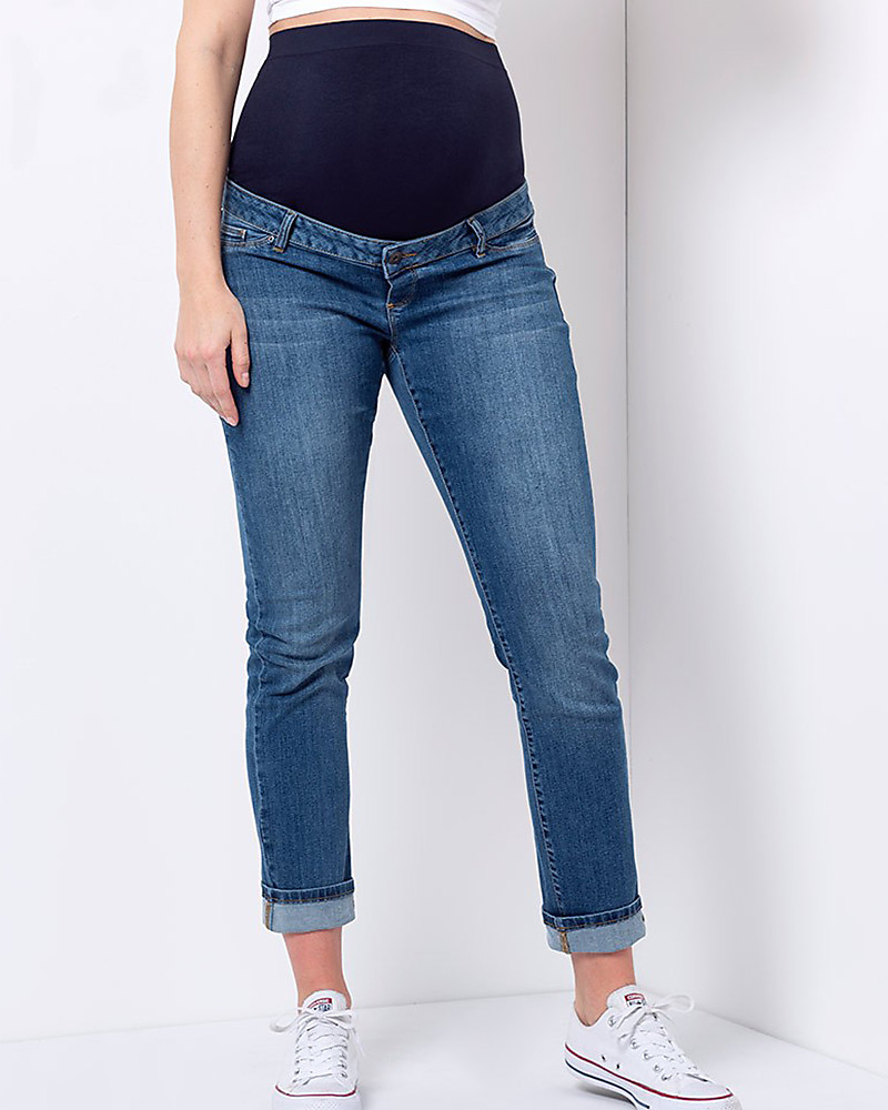 Overbumped Jeans Pants Skinny Denim Trousers Maternity Crop Blue Slim M/L/XL