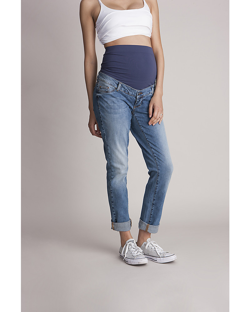 Seraphine Carson, Relaxed Slim Overbump Maternity Jeans - Mid Blue woman