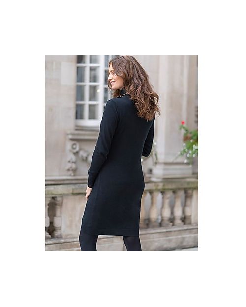 Seraphine Celia High Neck Maternity and Nursing Dress - Black - Cotton Dresses_