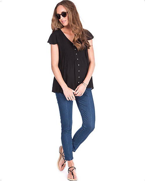 Seraphine Claudia Maternity Blouse with Flutter Sleeve - black Bluse