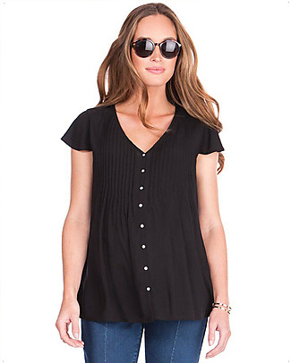 Seraphine Claudia Maternity Blouse with Flutter Sleeve - black Shirts And Blouses